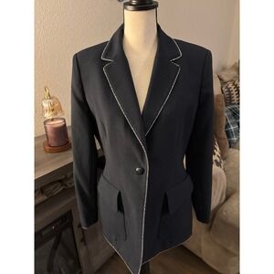 Mary McFadden women's‎ blazer skirt set navy size 8